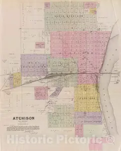 Atchison, Kansas - Military Map, 1887 - Historical Map Reproduction