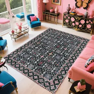 Area Rug for Living Room, Washable Rug Modern Floral Rugs with Rubber Backing Non-Slip Low Pile Carpet for Bedroom Dining Room Nursery #Summervibes