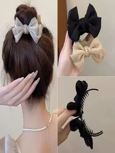 Elegant Bow Hair Clip, Anti-Slip Design, Perfect for Ponytails and Buns, Ideal Hair Accessory for Women and Girls
