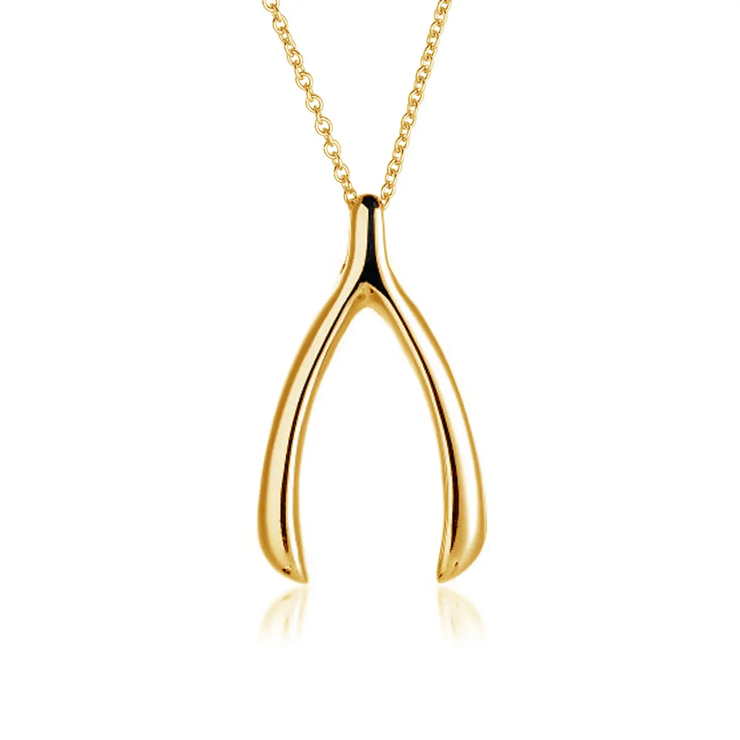 Graduation Gift Good Luck Wishbone Pendant Necklace .925 Sterling Silver