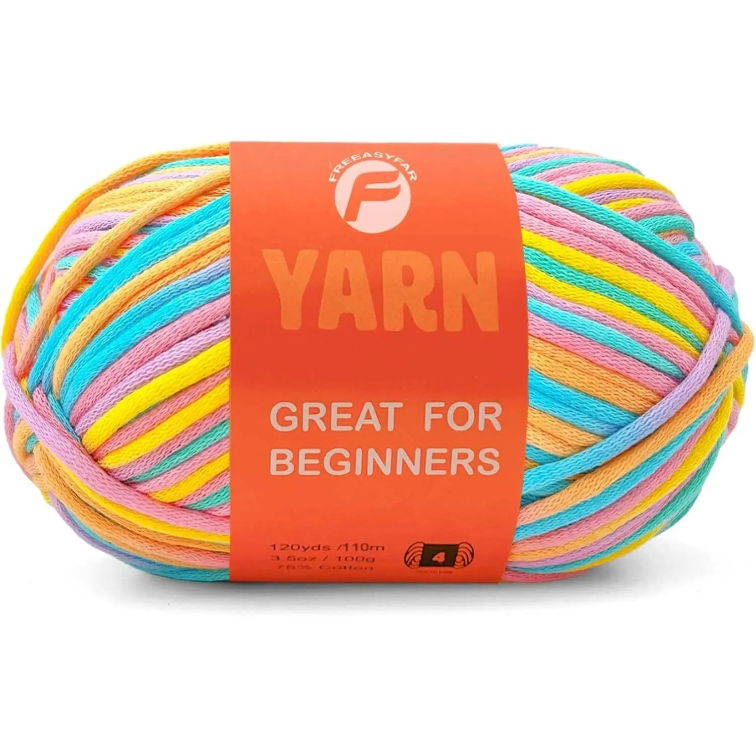 3.5Oz/120yds Pastel Beginner Easy Yarn for Crocheting and Knitting;Worsted-Weight Medium #4;Cotton Blend Yarn for Beginners Amigurumi DIY(Coral,1 Skein) Gift