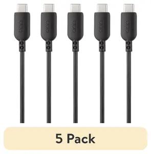 (5 pack) onn 6ft USB-C to USB-A Charging Cable, USB-IF Certified, Compatible with iPhone 17/16/15, Samsung Galaxy, Note, Pixel Devices, & More, Black