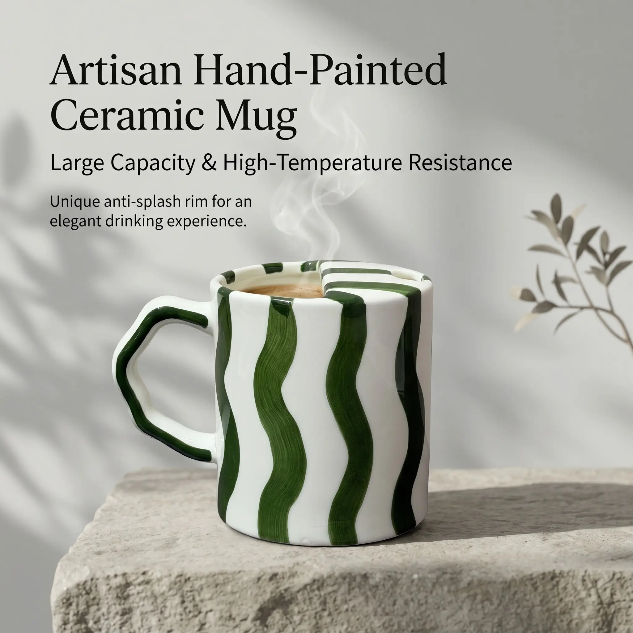Retro Hand-Painted Glossy Glazed Ceramic Coffee Mug - Ergonomically Comfortable Grip, Kitchen Drinkware for Home & Office Use, Ideal for Personal Use or Gifting