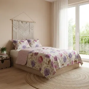 Glory Home Design Reversible Quilt Purple 100% Comforter Set with Versatile Reversible Design & Striking Purple Color for Cozy Bedroom Sleep