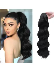 Water Wave Clip-In Long Wavy Texture Hair Extension, Natural Loose Waves Synthetic Extensions Material Tail, Perfect for Daily Wear, Ideal for Women