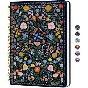 Lined Spiral Journal for Women, A5 Hardcover Pretty Notebook for Work & Note Taking, Aesthetic Cute Journal for Writing, 140 Pages, 6"x8", Garden of Whimsy