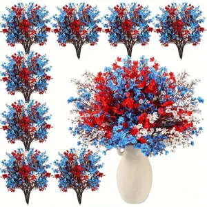 15pcs Red White Blue Artificial Decorative Flowers, Patriotic Decor for July 4th Independence Day Home Holiday Party Table Centerpiece Arrangement,summervibes