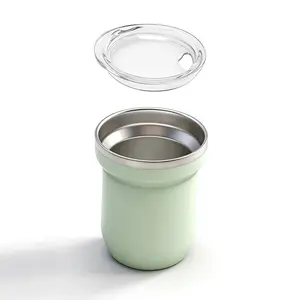 Portable Coffee Water Cup with Transparent Lid, 5-Oz Mate Cup, Stainless Steel Inner Tank, PP Plastic Outer Shell, Model Xinghao Yb2024100801
