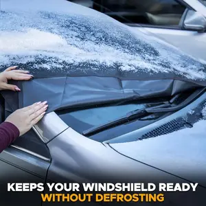 Windshield Cover for Ice and Snow | Heavy Duty 600D Oxford Fabric | Windshield Protector for Cars, SUVs, Trucks | Secure Fit Waterproof Frost Cover | Winter Car Accessories | Medium (69"x42")
