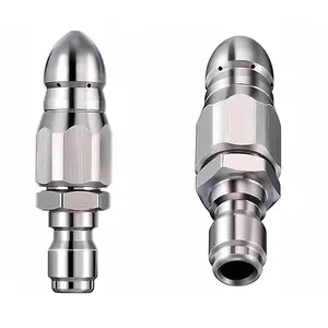 Sewer Cleaning Tool High-pressure Nozzle, Quick Connect Nozzles, 5000 PSI Sewer Jetter Nozzle, Stainless Steel Pressure Washer Drain Jetter Hose Nozzle with 1/4" Quick Connector