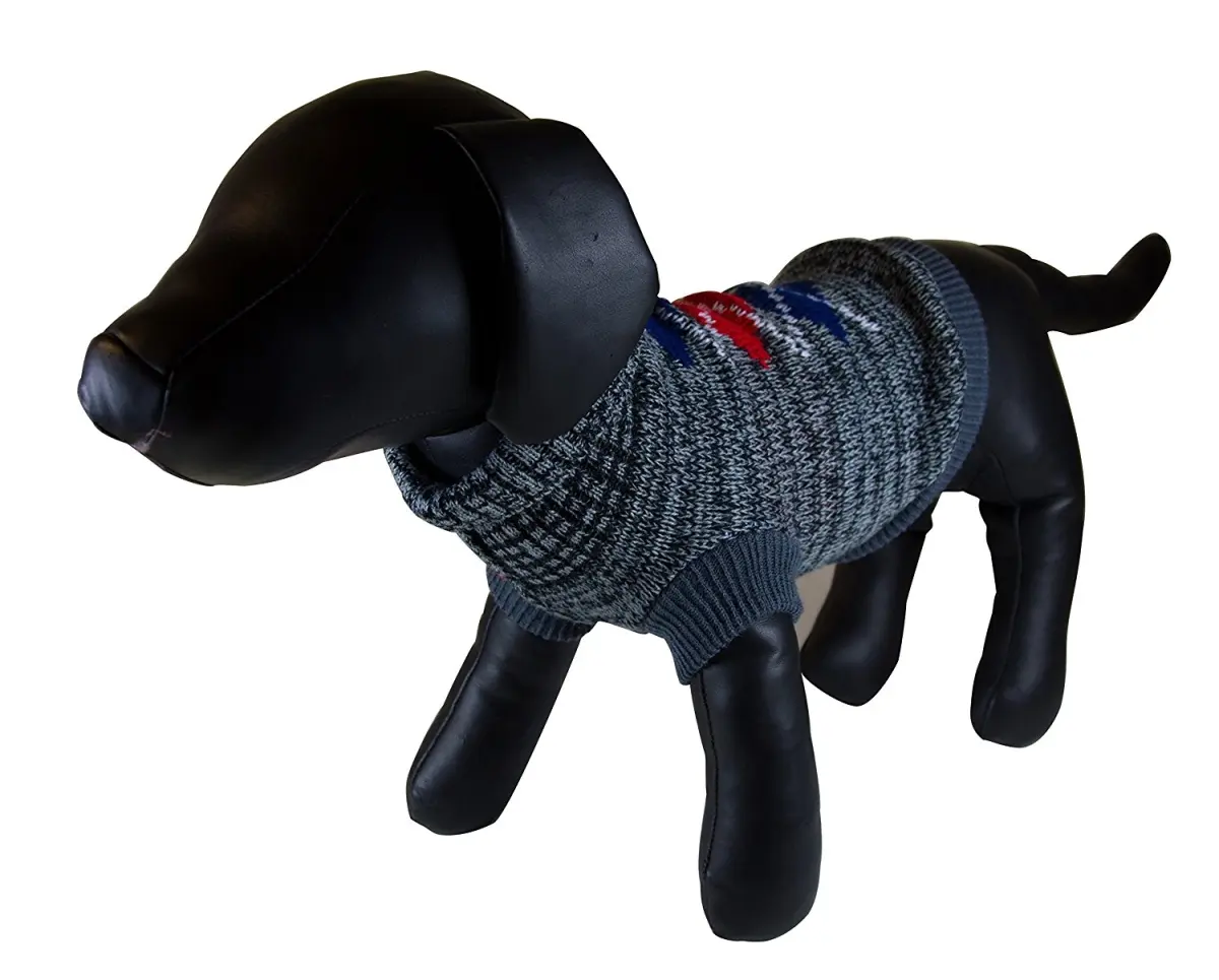 Dark Gray Argyle Turtleneck Dog Sweater - Large