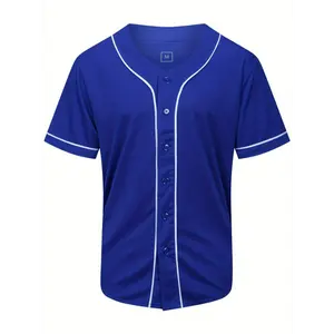 Men's Solid Color Classic Design Baseball Jersey, Retro Baseball Shirt, Slightly Stretch Breathable Embroidery Button Sports Uniform For Training Competition Party