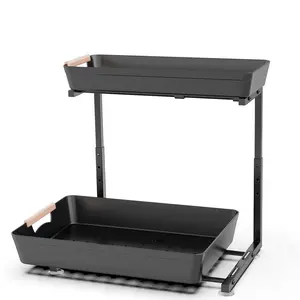 Criusia 【Two-Layer Under-Sink Storage】 Rack – Maximize Space, Organize Like a Pro, Adjustable & Super Easy to Install