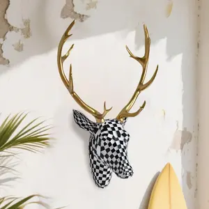 Modern Mosaic Deer Head Sculpture, Wall-Mounted Decor, Elegant Home Accent, Suitable for Living Room, Bedroom, Kitchen, High Practicality and Aesthetics