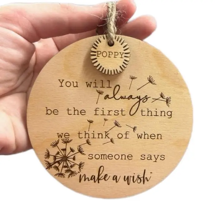 'You will always be the first thing we think of when someone says make a wish' ornament. keepsake items. memorial keepsake. memorial ornament. ornament. keepsake