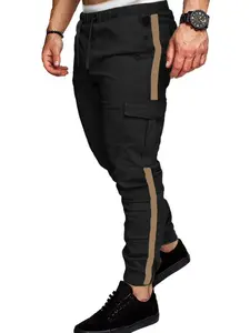 Trendy Fashion Men's Cargo Pants, Casual Fashion Pants, Casual Comfy Trouser, Side Stripe Patchwork Design, Street Style, Durable Fabric, Perfect for Daily Wear & Outdoor Activities