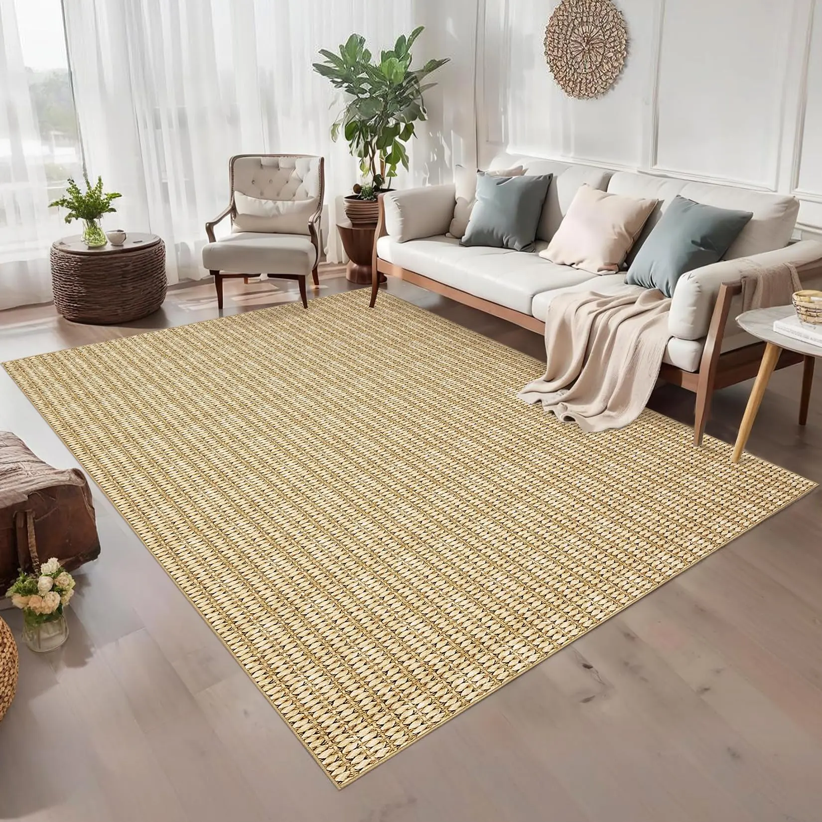 【GARVEE】Modern Washable Area Rugs – Low-Pile, Non-Shedding, Non-Slip Braided or Woven Accent Carpets Available in Various Sizes and Colors, Ideal for Bedrooms, Living Rooms, Dining Rooms, Nurseries, Playrooms, Classrooms, and Offices