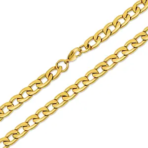 Curb Chain Necklace Heavy Duty Biker Gold Tone Stainless Steel 8MM