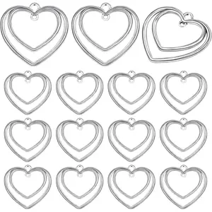 Alloy Hollow Open Back Bezel Pendants Metal Blank Frame Hollow Charms Connectors For DIY Necklace Earrings Resin Crafts Jewelry Making