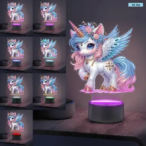 DIY Unicorn Diamond Painting Night Light with Tools Diamond Painting Bedside Lamp Double Sided Arts Crafts Home Decoration for Bedroom Decor Gifts