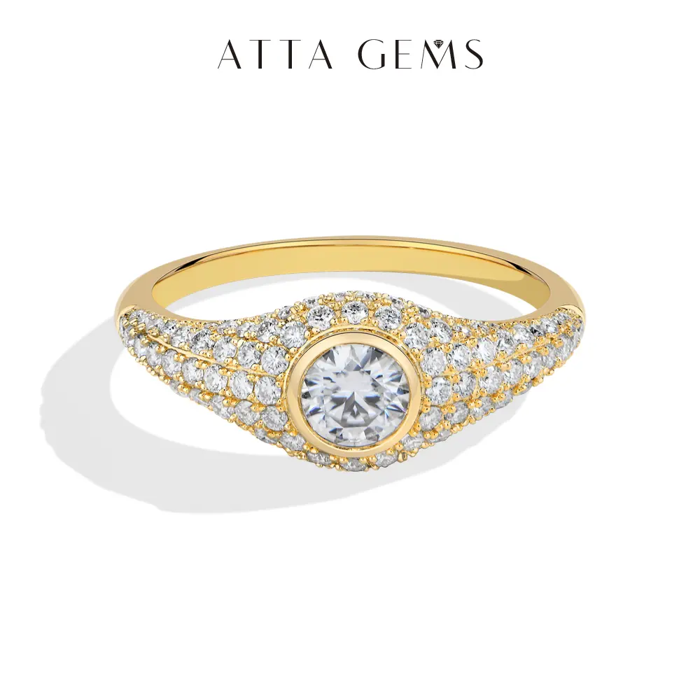 ATTAGEMS 0.4CT Round Cut D Color vvs1 Lab-Created Moissanite Ring For Women Men 925 Sterling Silver Ring Fine Jewelry Love Gift SpringStatements R383, Moissanite Rings summerwins,summerwins