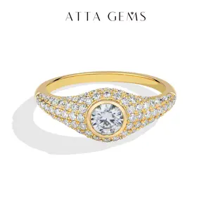 ATTAGEMS 0.4CT Round Cut D Color vvs1 Lab-Created Moissanite Ring For Women Men 925 Sterling Silver Ring Fine Jewelry Love Gift SpringStatements R383