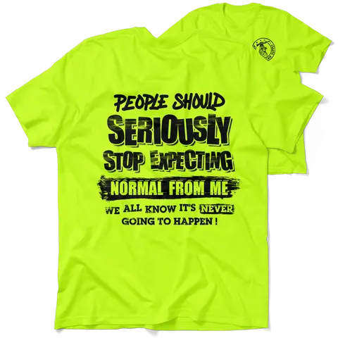 Should Stop Expecting - Men's Hi Visibility Safety Yellow Work T-Shirt Jersey Men's 30-Day Guarantee Cotton/Poly Blend | Graphic tees Apparel