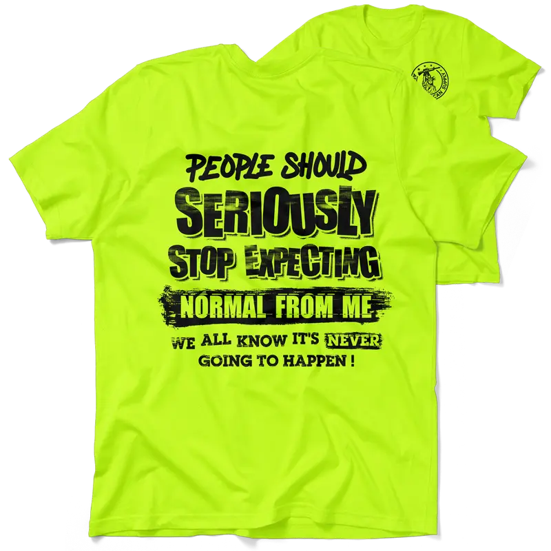 Should Stop Expecting - Men's Hi Visibility Safety Yellow Work T-Shirt Jersey Men's 30-Day Guarantee Cotton/Poly Blend | Graphic tees Apparel