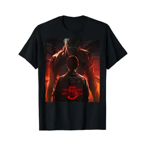 👁️🔥[Graphic Tee][Viral TikTok Shirt] Dark Monster Portal Series Inspired Graphic Tee Black Demogorgon Style Back View Character Print Unisex Cotton Casual Streetwear Top, Retro Sci-Fi Horror Fan Shirt, Trendy Aesthetic TV Show Outfit tiktokshopspringglowu