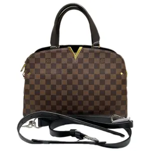 Pre-owned Louis Vuitton Canvas Clutches & Wristlets Twist MM Damier Ebene Handbag with Adjustable Strap & Gold Hardware Elegant Crossbody Bag for Versatile Wear