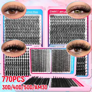 Large Capacity DIY Eyelash Extension Kit, Eyelash Cluster Extension, D Curl, Mixed Lengths 30D/50D/80D, Reusable Bundles, Ideal for Beginners, Perfect Gift