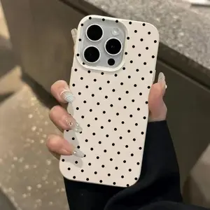 Polka Dot UV Print Leather Texture Phone Case, Fits iPhone 17 16 15 14 13 12 11 Pro Max Plus, Protective Shockproof Tpu Protection, Fashion Gift
