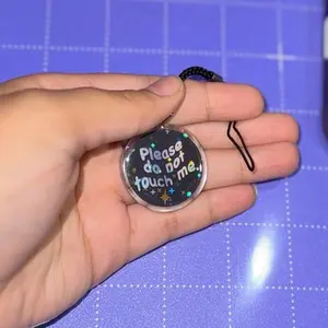 Don’t Touch Me Phone Charm | Holographic Leave Me Alone Charm, Stay Away No Touch, Consent Keychain, E-Reader Charm Neurodivergent AuDHD  Cellphone Smartphone