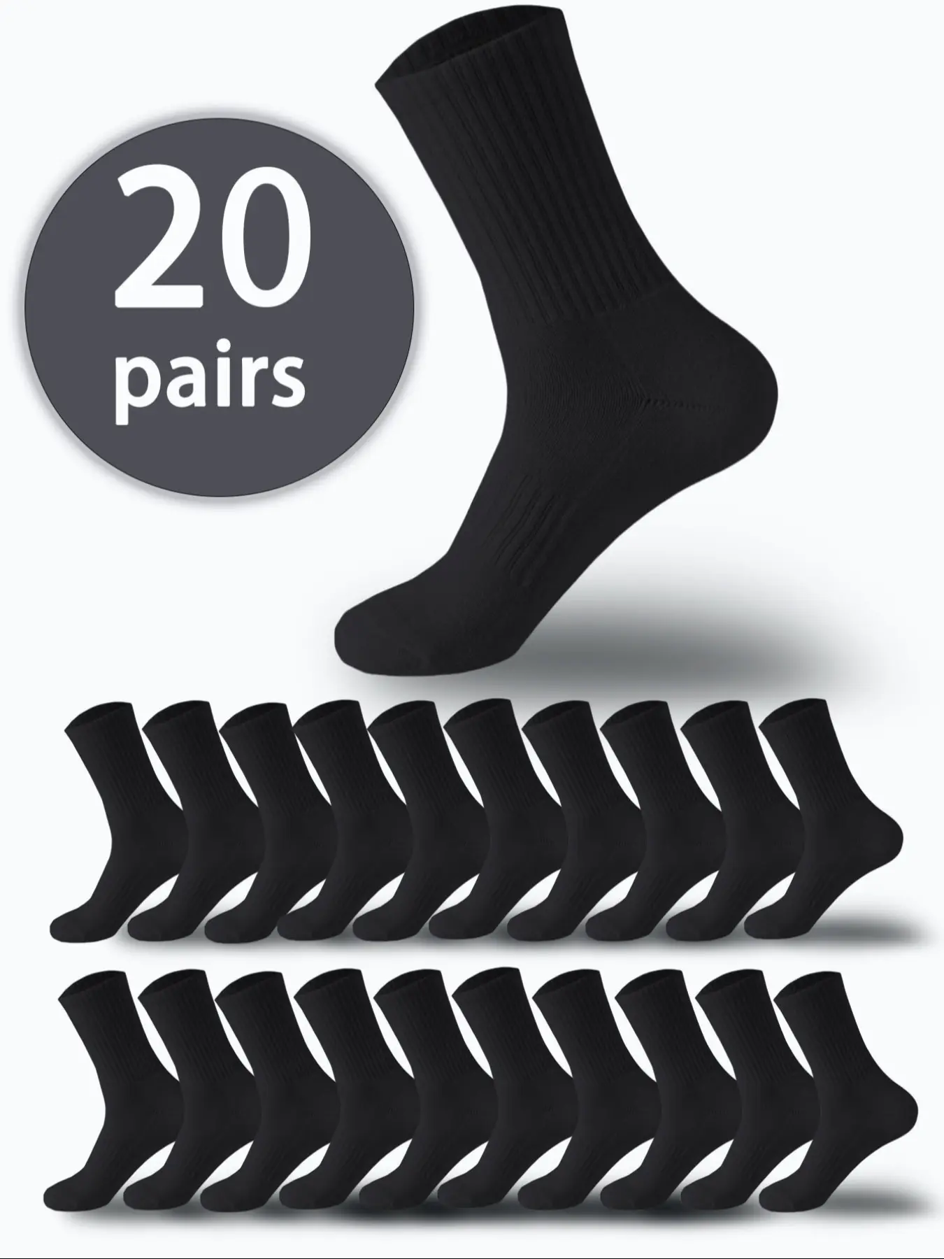 20 Men's Mid-Calf Socks, High-Elastic Socks for Men, Soft Elastic Comfortable Breathable Socks, Suitable for Daily Wear by Men and Women, Simple and Comfortable Plain Unisex Mid-Calf Socks, Men's and Women's Socks, Fashionable Premium Socks, Socks Bulk
