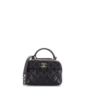 Pre-owned CHANEL Leather Shoulder Bags Trendy CC Bowling Bag Quilted Lambskin Mini by Rebag