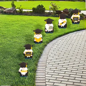 22" Graduation Gnome Corruaged Plastic Sidewalk Yard Signs - 6 Pc.