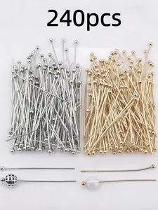 240pcs Copper Ball Head Pins, Bendable & Cuttable, Dual Color Set, DIY Beading Supplies, Jewelry Making, Craft Connectors, All Seasons