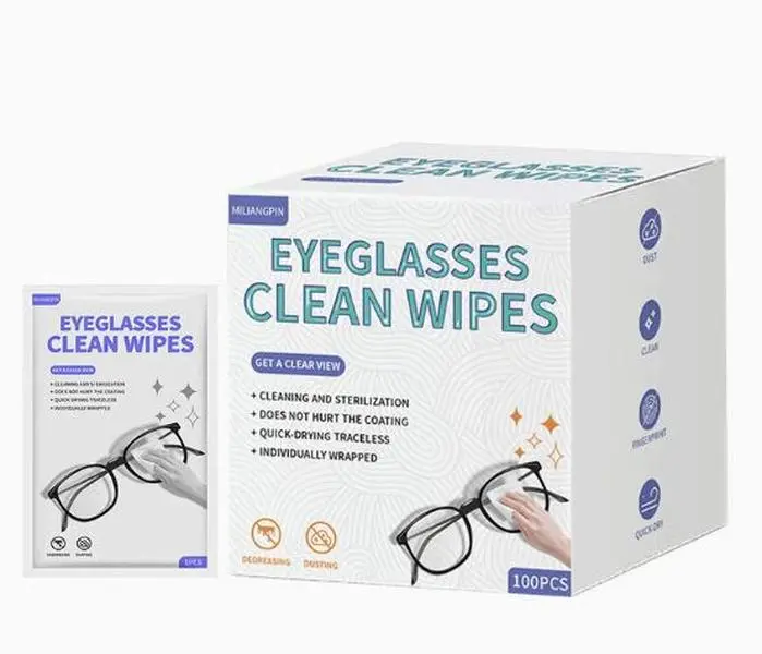 Hieye Lens Wipes for Eyeglasses, Eyeglass Lens Cleaning Wipes Pre-moistened Individually Wrapped Sracth-Free Streak-Free Eye Glasses Cleaner Wipes for Sunglass, Camera Lens, Goggles