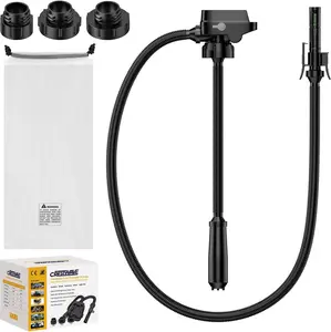 CrestWave Cordless Fuel Transfer Pump, 3.2 GPM Auto-Stop Gas Can Pump, Compatible with DeWalt 20V & Milwaukee 18V Batteries, 4 Adapters, Storage Bag, for Lawn Mower, Tractor, Generator, RV, Car
