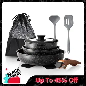 [TikTokShopBlackFriday] Kitchen Academy Removable Handle Pots and Pans Set - 10 Pieces Green Cookware Set with Removable Handle, RV Induction Cookware Set for Camping Live