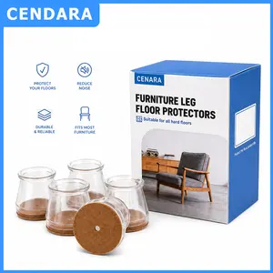 【CENDARA】Chair Rubber Universal Leg Protectors for Hardwood Floor Fits All Shape Chair Mat for Wood and Tile Floors Square Cover Furniture Heavy Duty Flooring Protection