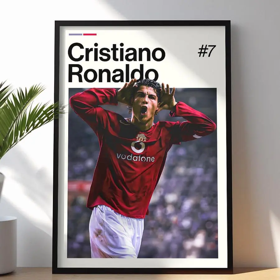 Cristiano Ronaldo Poster, Ronaldo Football Wall Art, No Framed Soccer Print, Portugal Decor, Sports Artwork, CR7 Poster