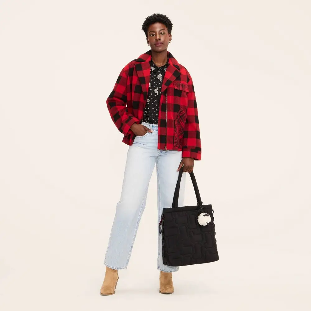 Women's Buffalo Check Melton Jacket - Woolrich, Casual Tops, 1x, 2 Front Pockets, Multiple Pockets, Recycled Poly