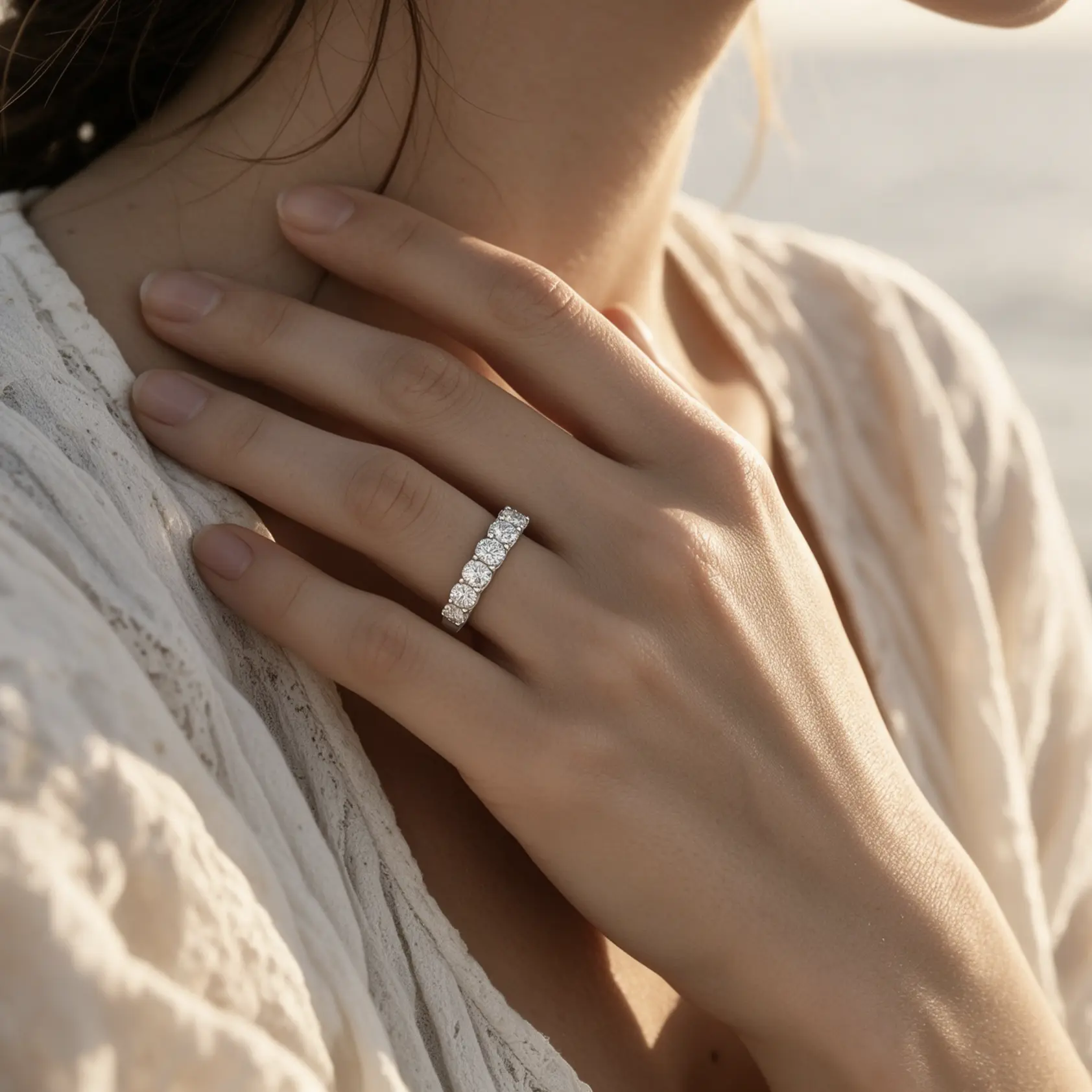Fine Lab Grown Diamond Half Eternity Ring 0.15 Carat Round Diamond