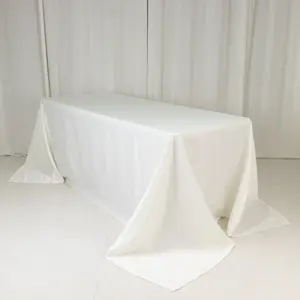 Lamour Satin Rectangle Tablecloth 90"x132" Ivory - Seamless Table Cover