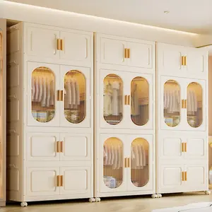 Foldable Wardrobe Closet with Wheels & Hanging Rod, 23.6 Inch Portable Storage Cabinet for Student Apartments, Large Capacity Clothes Organizer with Quick Installation, Space-Saving Bedroom  Furniture