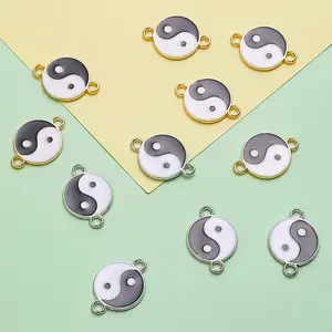 10pcs/lot 21.5X15mm Enamel Charm Alloy Chinese Style Taichi Pendant Fit Necklaces Bracelets DIY Jewelry Making Accessories