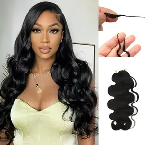 2 Packs Crochet Human Hair Feather Crochet Human Hair Extension Body Wave/Water Wave/Deep Wave/Burmese Curly/Pixie Curly Pre Separated Natural Black Lightweight 60g Packs Easy Install Full Look