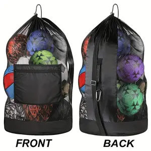 2024Large Capacity Durable Polyester Mesh Ball Bag - Adjustable Shoulder Strap Sports Equipment Storage Sack for Basketball, Soccer, Volleyball, Football and Other Sports Balls2025