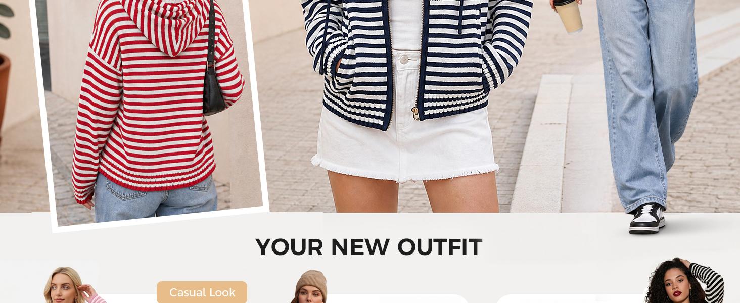 Women's striped cardigan knit texture